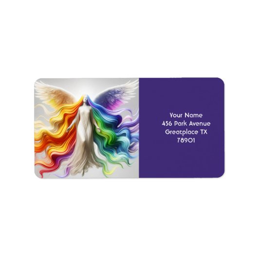 Fantasy Schattigee Pride Rainbow Angel Etiket (Voorkant)