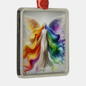 Fantasy Schattigee Pride Rainbow Angel Metalen Ornament (Rechts)