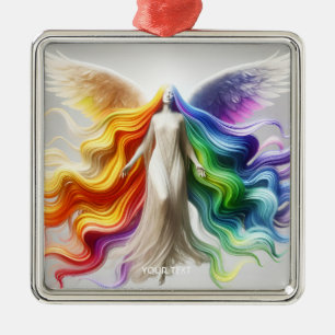 Fantasy Schattigee Pride Rainbow Angel Metalen Ornament