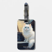Fantasy Schattigee Ragdoll Cat op piano Bagagelabel (Achterkant verticaal)