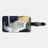Fantasy Schattigee Ragdoll Cat op piano Bagagelabel (Achterkant horizontaal)