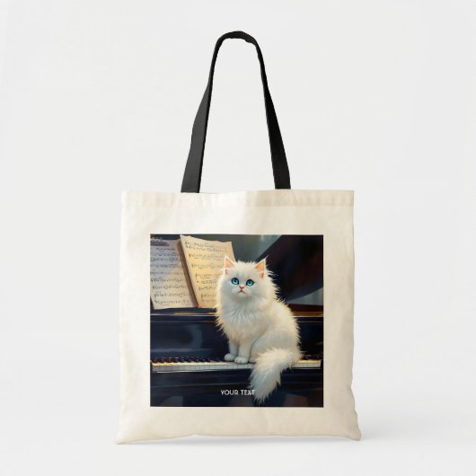 Fantasy Schattigee Ragdoll Cat op piano Tote Bag (Voorkant)