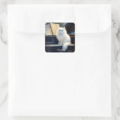 Fantasy Schattigee Ragdoll Cat op piano Vierkante Sticker (Tas)