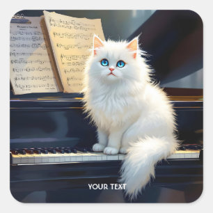 Fantasy Schattigee Ragdoll Cat op piano Vierkante Sticker