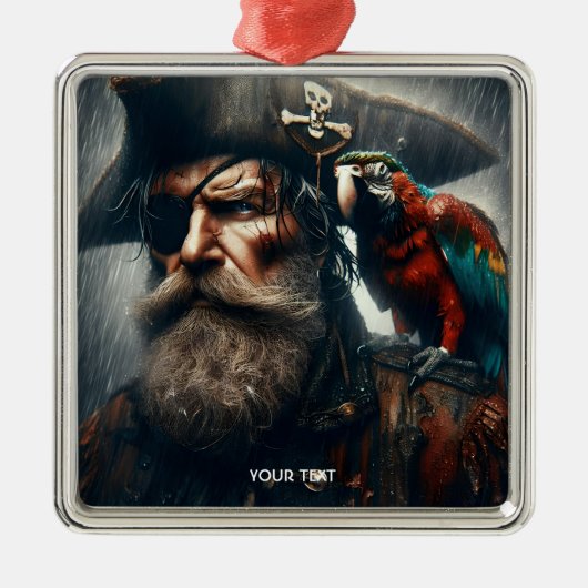 Fantasy Schattigee Rain Captain Pirate Metalen Ornament (Voorkant)
