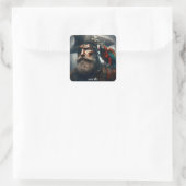 Fantasy Schattigee Rain Captain Pirate Vierkante Sticker (Tas)