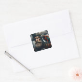 Fantasy Schattigee Rain Captain Pirate Vierkante Sticker (Envelop)