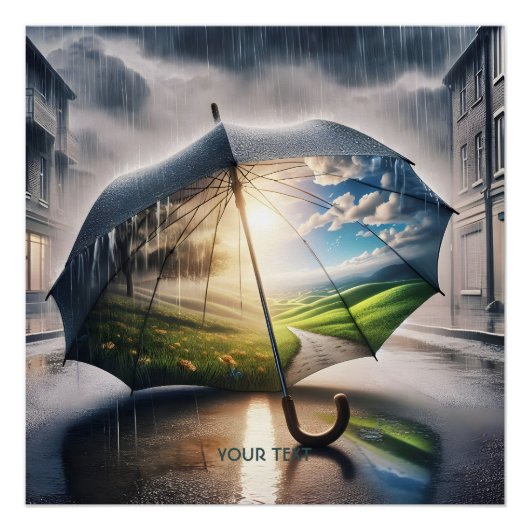 Fantasy Schattigee regen paraplu zon Perfect Poster (Voorkant)
