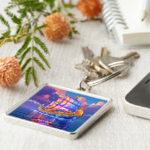 Fantasy Schattigee regenboogkleuren verzenden Sleutelhanger (Zijkant)