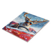 Fantasy Schattigee rendier auto winter Tegeltje (Zijkant)