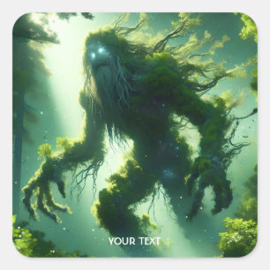 Fantasy Schattigee reusachtige bosboom Vierkante Sticker
