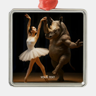 Fantasy Schattigee Rhino danseres Ballerina Metalen Ornament