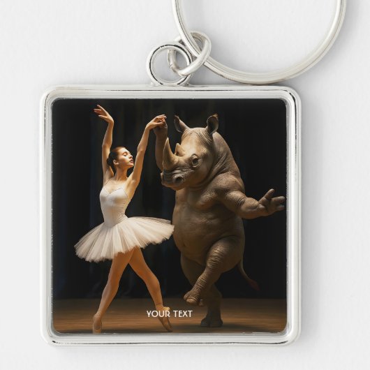 Fantasy Schattigee Rhino danseres Ballerina Sleutelhanger (Voorkant)