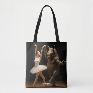 Fantasy Schattigee Rhino danseres Ballerina Tote Bag