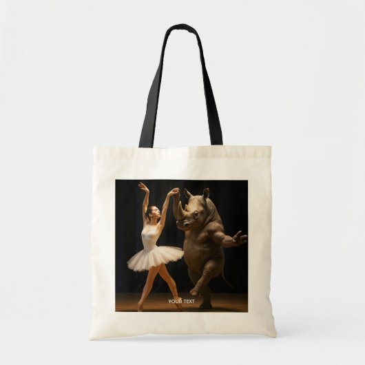 Fantasy Schattigee Rhino danseres Ballerina Tote Bag (Voorkant)