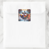 Fantasy Schattigee robotdansen Paris Vierkante Sticker (Tas)