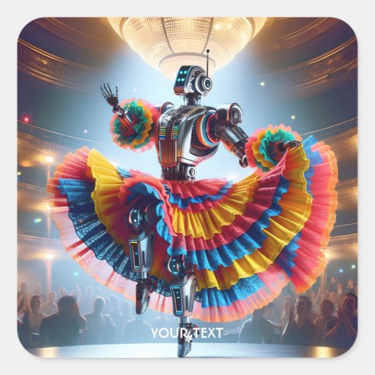 Fantasy Schattigee robotdansen Paris Vierkante Sticker (Voorkant)