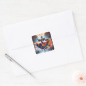 Fantasy Schattigee robotdansen Paris Vierkante Sticker (Envelop)