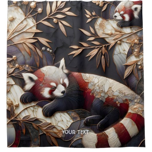 Fantasy Schattigee rode panda kunst Douchegordijn (Voorkant)