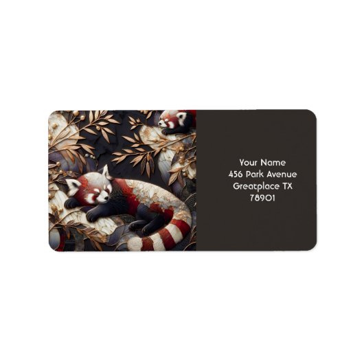Fantasy Schattigee rode panda kunst Etiket (Voorkant)