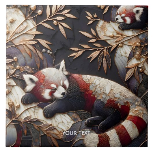 Fantasy Schattigee rode panda kunst Tegeltje (Voorkant)