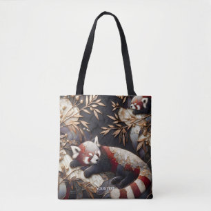 Fantasy Schattigee rode panda kunst Tote Bag