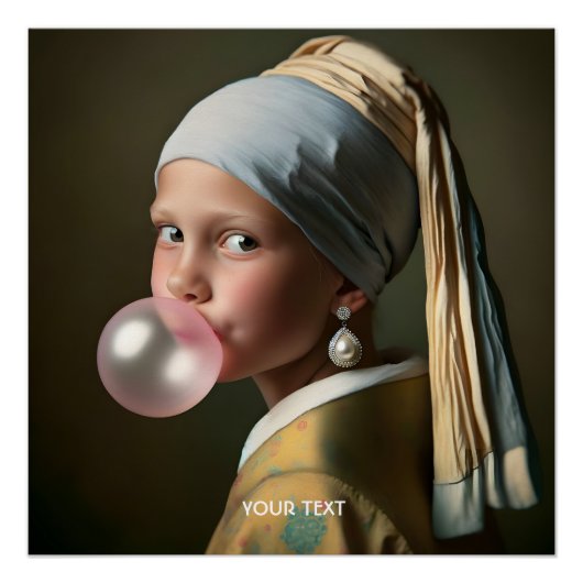 Fantasy Schattigee Roze Bubble Gum Perfect Poster (Voorkant)
