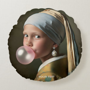 Fantasy Schattigee Roze Bubble Gum Rond Kussen