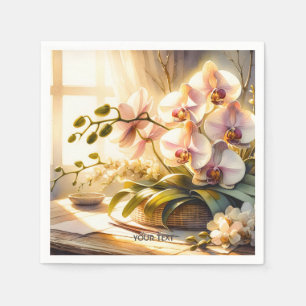Fantasy Schattigee Roze Orchideeën Waterverf Servet