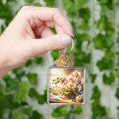 Fantasy Schattigee Roze Orchideeën Waterverf Sleutelhanger (Hand)