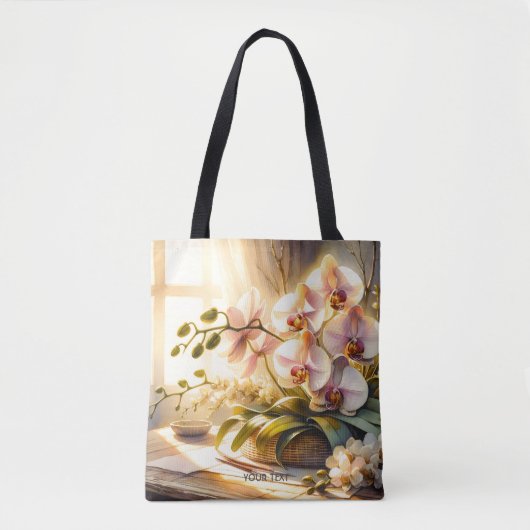 Fantasy Schattigee Roze Orchideeën Waterverf Tote Bag (Voorkant)