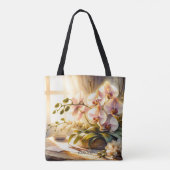 Fantasy Schattigee Roze Orchideeën Waterverf Tote Bag (Achterkant)