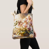 Fantasy Schattigee Roze Orchideeën Waterverf Tote Bag (Dichtbij)