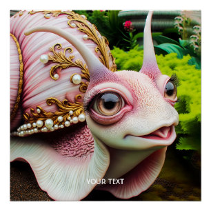 Fantasy Schattigee Roze Slak Parels Perfect Poster