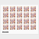 Fantasy Schattigee Roze Tuin Paraplu Vierkante Sticker (Vel)