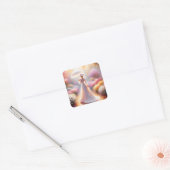 Fantasy Schattigee Roze Tuin Paraplu Vierkante Sticker (Envelop)