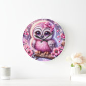 Fantasy Schattigee Roze Uil Sakura Grote Klok (Huis)