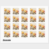 Fantasy Schattigee Rozen Brief Schrijven Vierkante Sticker (Vel)