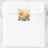 Fantasy Schattigee Rozen Brief Schrijven Vierkante Sticker (Tas)