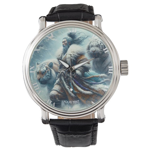 Fantasy Schattigee Samurai wintertijgers Horloge (Voorkant)