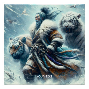 Fantasy Schattigee Samurai wintertijgers Perfect Poster