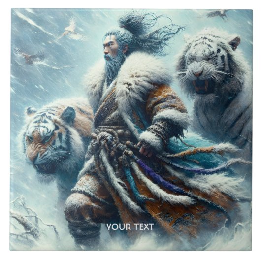 Fantasy Schattigee Samurai wintertijgers Tegeltje (Voorkant)