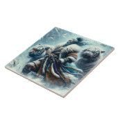 Fantasy Schattigee Samurai wintertijgers Tegeltje (Zijkant)