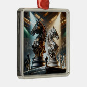 Fantasy Schattigee schaakridders stukken Metalen Ornament (Rechts)