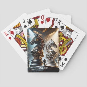 Fantasy Schattigee schaakridders stukken Pokerkaarten