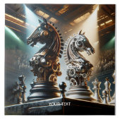 Fantasy Schattigee schaakridders stukken Tegeltje (Voorkant)