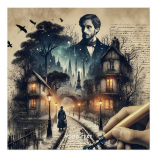 Fantasy Schattigee schrijfster Paris Streets Perfect Poster