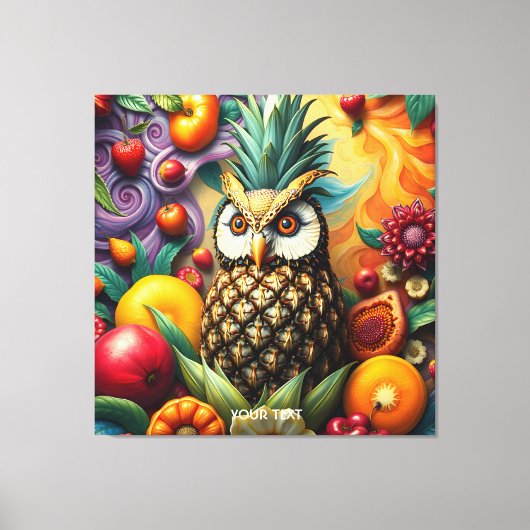 Fantasy Schattigee serene ananas uil Canvas Afdruk (Voorkant)