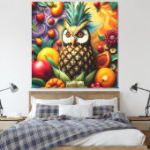 Fantasy Schattigee serene ananas uil Canvas Afdruk (Insitu (Slaapkamer))