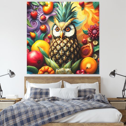 Fantasy Schattigee serene ananas uil Canvas Afdruk (Insitu (Slaapkamer))